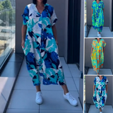 🌿Női elegáns V-nyakú alkalmi ruha nyomtatott mintával