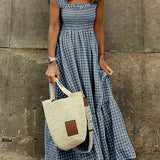 Multi-Check Smocked Bust Maxi Dress by Szingli Szóló