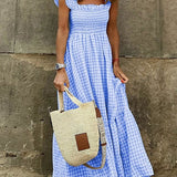 Multi-Check Smocked Bust Maxi Dress by Szingli Szóló