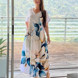 【S-4XL】👗Nyomtatott hosszú ruha plusz méretben