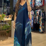【S-4XL】👗Nyomtatott hosszú ruha plusz méretben