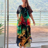【S-4XL】👗Nyomtatott hosszú ruha plusz méretben