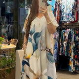 【S-4XL】👗Nyomtatott hosszú ruha plusz méretben