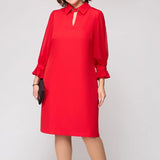 【S-4XL】👗Női elegáns egyszínű, üreges ruhák