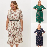 【S-4XL】💐 Elegáns Virágmintás Pliszírozott Ruha