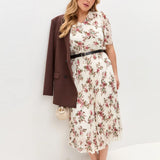 【S-4XL】💐 Elegáns Virágmintás Pliszírozott Ruha