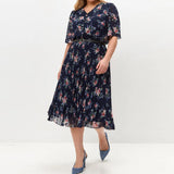 【S-4XL】💐 Elegáns Virágmintás Pliszírozott Ruha