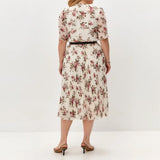 【S-4XL】💐 Elegáns Virágmintás Pliszírozott Ruha