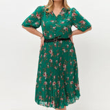 【S-4XL】💐 Elegáns Virágmintás Pliszírozott Ruha