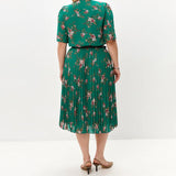 【S-4XL】💐 Elegáns Virágmintás Pliszírozott Ruha