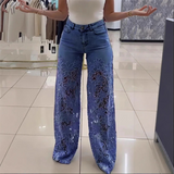 【S-2XL】👖Csipkés Kivágott Farmer Nadrág