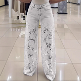 【S-2XL】👖Csipkés Kivágott Farmer Nadrág