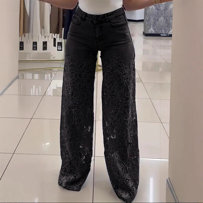 【S-2XL】👖Csipkés Kivágott Farmer Nadrág