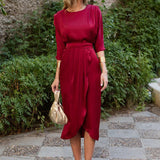 【S-4XL】👗Magasított derekú egyszínű ruha - Stílus és Kényelem🥰
