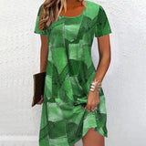 Női elegáns patchwork mintás ruha
