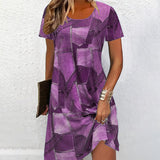 Női elegáns patchwork mintás ruha