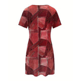 Női elegáns patchwork mintás ruha