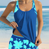 🌊🌴🌞 Női mintás tankini és rövidnadrág 2 részes fürdőruha szett👙