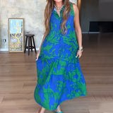 ✨ Női Stílusos Nyomtatott Ujjatlan Maxi Ruha 👗
