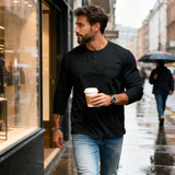 ⭐😎 Férfi Slim Fit Hosszú Ujjú Henley Póló