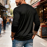 ⭐😎 Férfi Slim Fit Hosszú Ujjú Henley Póló