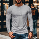 ⭐😎 Férfi Slim Fit Hosszú Ujjú Henley Póló