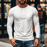⭐😎 Férfi Slim Fit Hosszú Ujjú Henley Póló