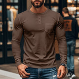⭐😎 Férfi Slim Fit Hosszú Ujjú Henley Póló