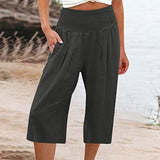 【S-3XL】🍂Női könnyű, rugalmas derekú crop nadrág