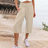 【S-3XL】🍂Női könnyű, rugalmas derekú crop nadrág