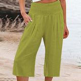【S-3XL】🍂Női könnyű, rugalmas derekú crop nadrág