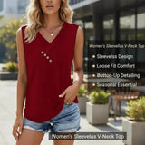 🔥2026-os Női V-Nyakú Gombos Laza Tank Top