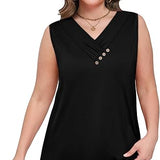 🔥2026-os Női V-Nyakú Gombos Laza Tank Top