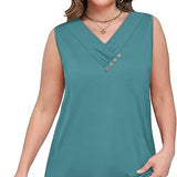 🔥2026-os Női V-Nyakú Gombos Laza Tank Top