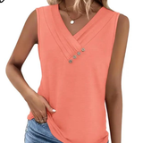 🔥2026-os Női V-Nyakú Gombos Laza Tank Top