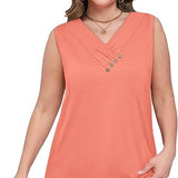 🔥2026-os Női V-Nyakú Gombos Laza Tank Top