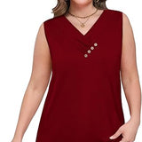 🔥2026-os Női V-Nyakú Gombos Laza Tank Top