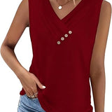 🔥2026-os Női V-Nyakú Gombos Laza Tank Top
