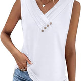 🔥2026-os Női V-Nyakú Gombos Laza Tank Top