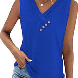 🔥2026-os Női V-Nyakú Gombos Laza Tank Top