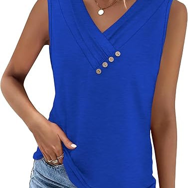 🔥2026-os Női V-Nyakú Gombos Laza Tank Top