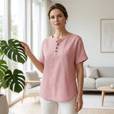 Női Csíkos Henley Ing - Casual Stílus