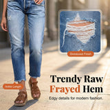 Női stílusos, karcsúsító hatású, koptatott farmernadrág 👖