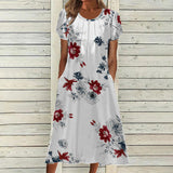 👗✨ Női Elegáns Kereknyakú Ruha Nyomattal – 50% Kedvezmény! Időtlen A-vonalú Szabás, Tökéletes Ünnepi Alkalmakra, Esküvőkre és Mindennapi Használatra 🌸