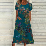 👗✨ Női Elegáns Kereknyakú Ruha Nyomattal – 50% Kedvezmény! Időtlen A-vonalú Szabás, Tökéletes Ünnepi Alkalmakra, Esküvőkre és Mindennapi Használatra 🌸