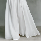 👗 40% KEDVEZMÉNY! ✨ Elegáns Plisszírozott Fehér Maxi Ruha Magas Nyakkal