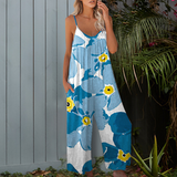 Női széles szárú jumpsuit, spagettipántos, nyomott mintával