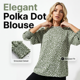 Női pöttyös, 3/4-es ujjú alkalmi blúz