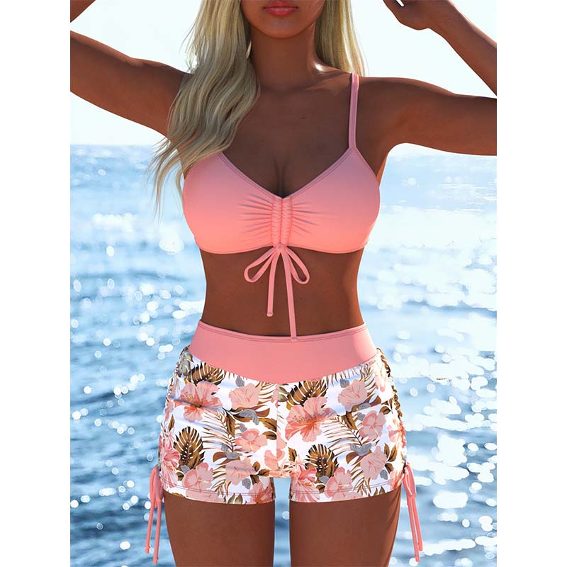 🌞👙 Női mintás bikini szett zsinóros rövidnadrággal ⛱️