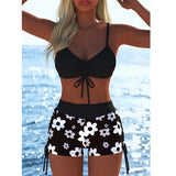 🌞👙 Női mintás bikini szett zsinóros rövidnadrággal ⛱️